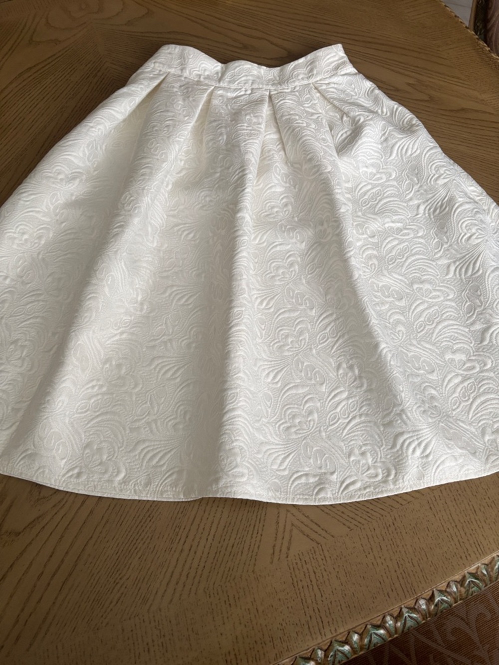 Allegra K Ivory Textured A-Line Pleated Skirt
